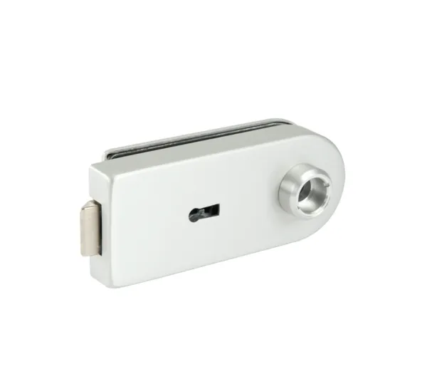 Studio glass door lock, warded, round, Aluminium colour C0 anodised E4 ground and brushed